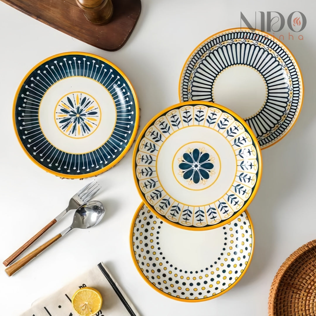 Conjunto de Pratos Flor de Ouro