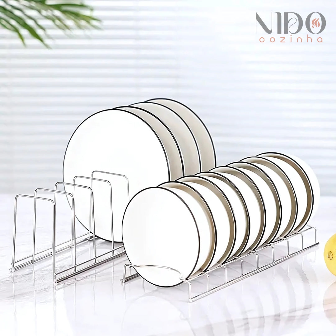 Suporte para Pratos em Aço Inoxidável