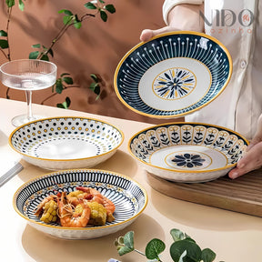 Conjunto de Pratos Flor de Ouro