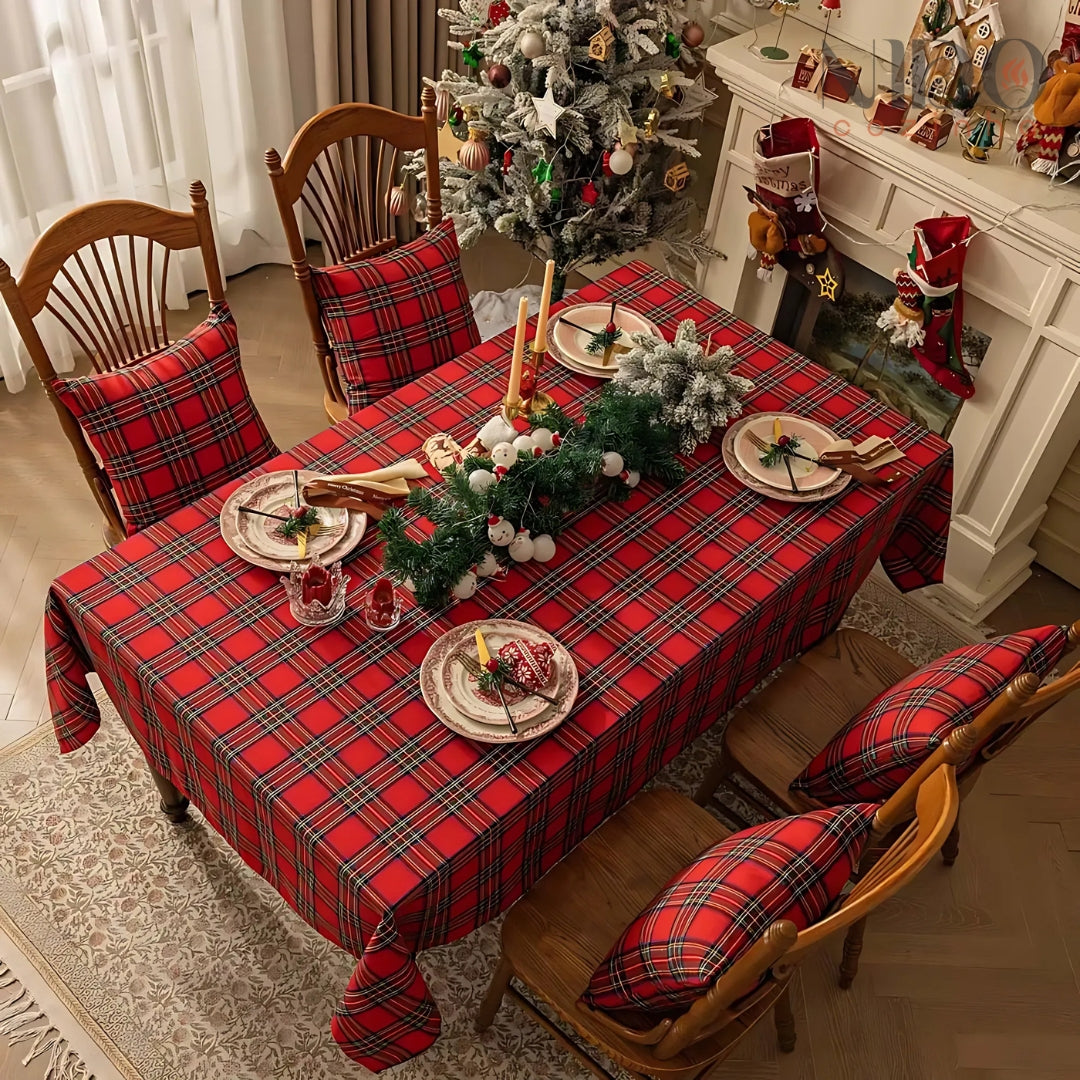 Toalha de mesa natalina xadrez