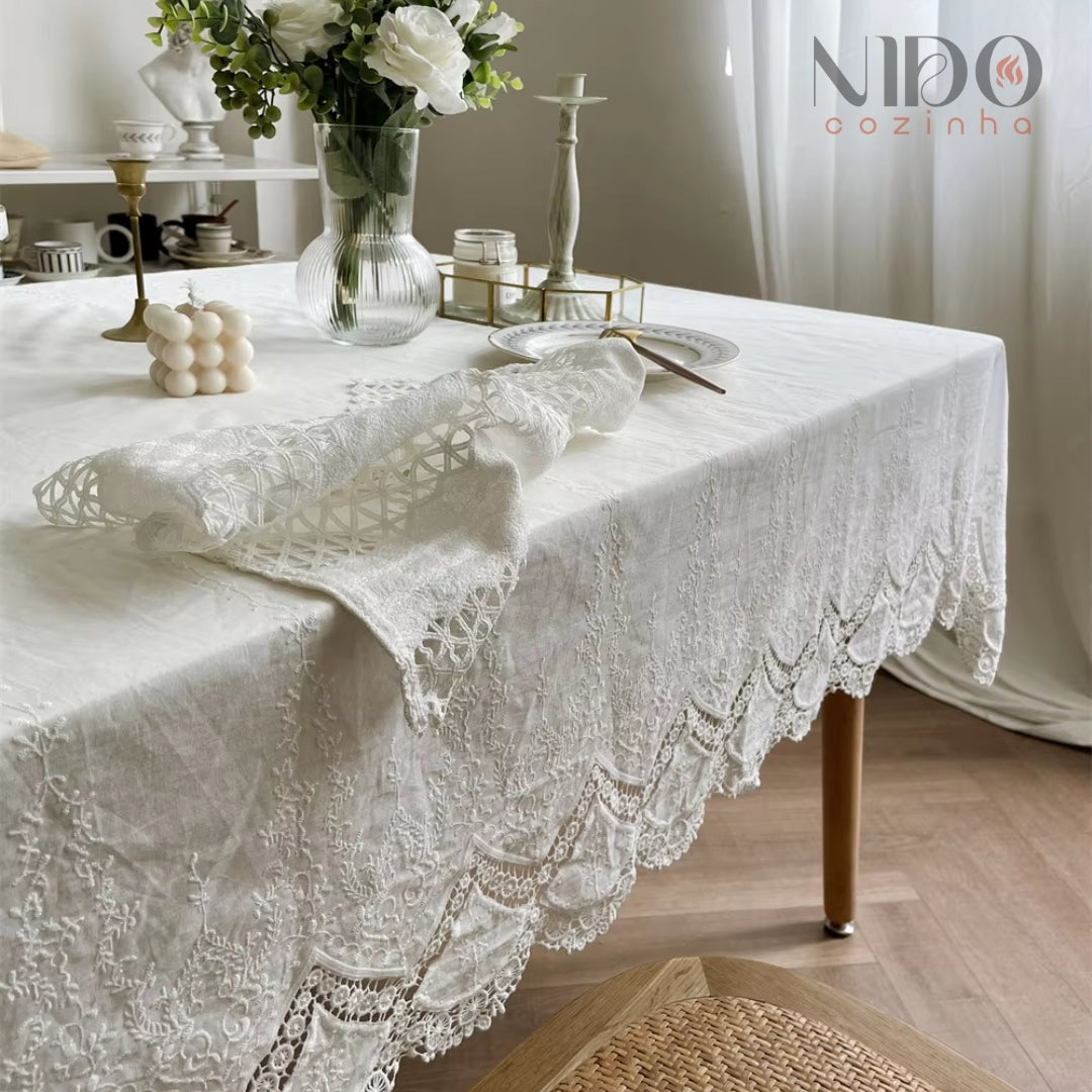 Toalha De Mesa De Flor De Renda