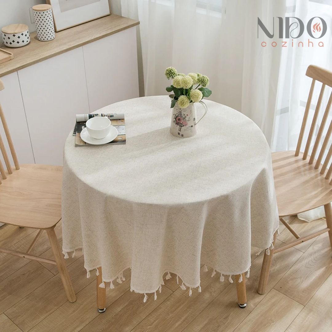 Toalha de Mesa Redonda Nido em Linho Natural