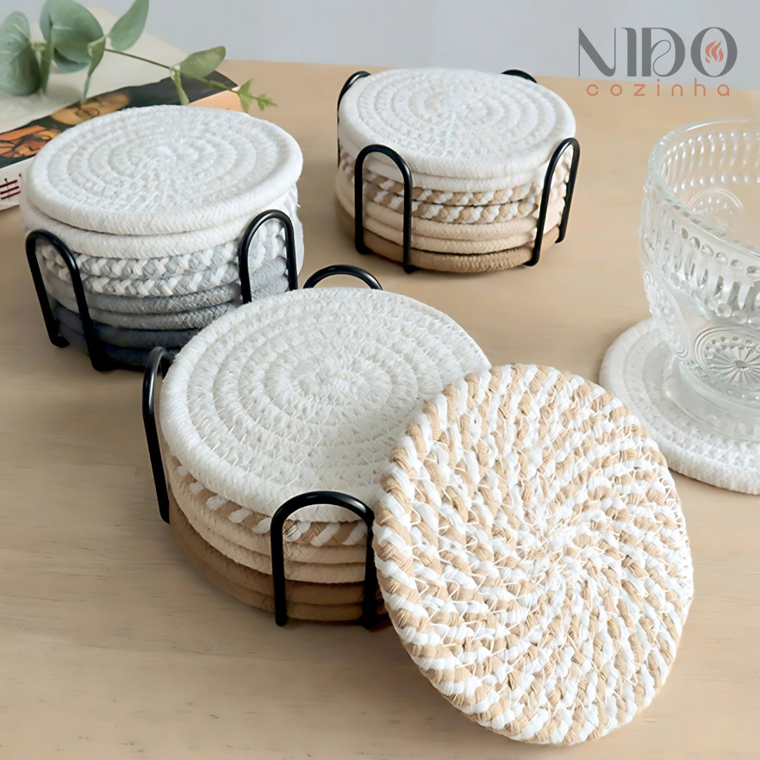 Conjunto Rattan de Descansos de Copos