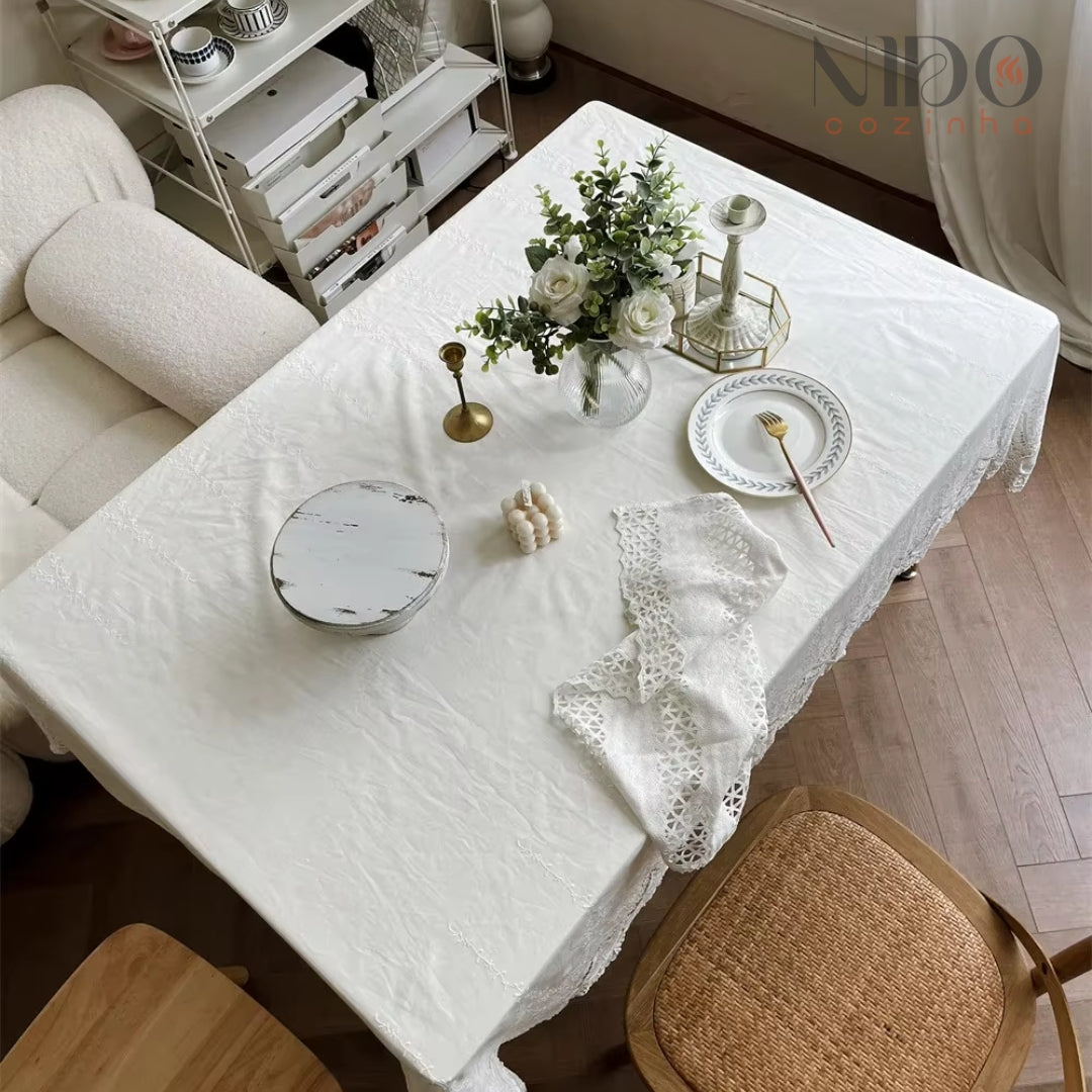 Toalha De Mesa De Flor De Renda