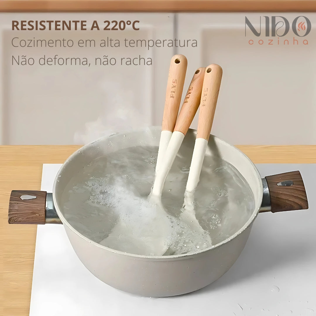 Conjunto de Utensílios de Silicone com Suporte