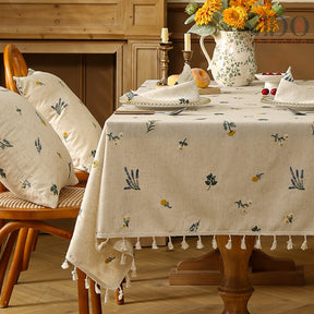 Toalha de Mesa Flor do Campo com Bordado Natural